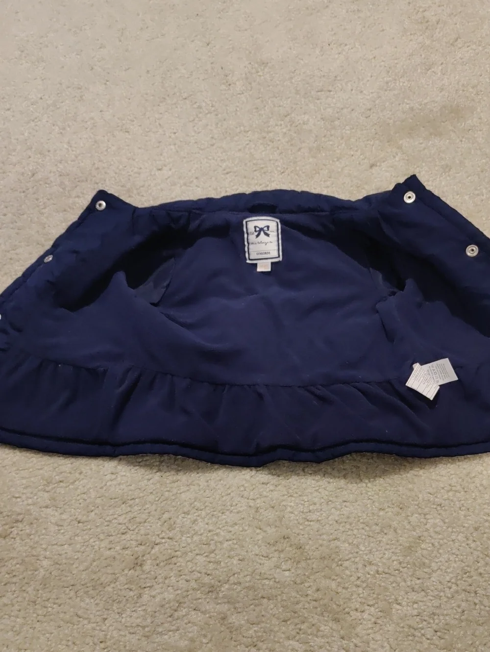 Gymboree Girls Quilted Navy Jacket Casual Snap Front Coat Lightweght Windbreaker